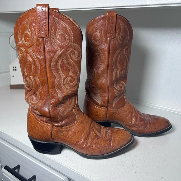 Vintage Tony Lama Western Boots Brown Leather | Men’s 8D Women’s 9–9.5 - Picture 2 of 8